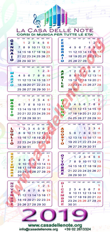 Calendario del 2019